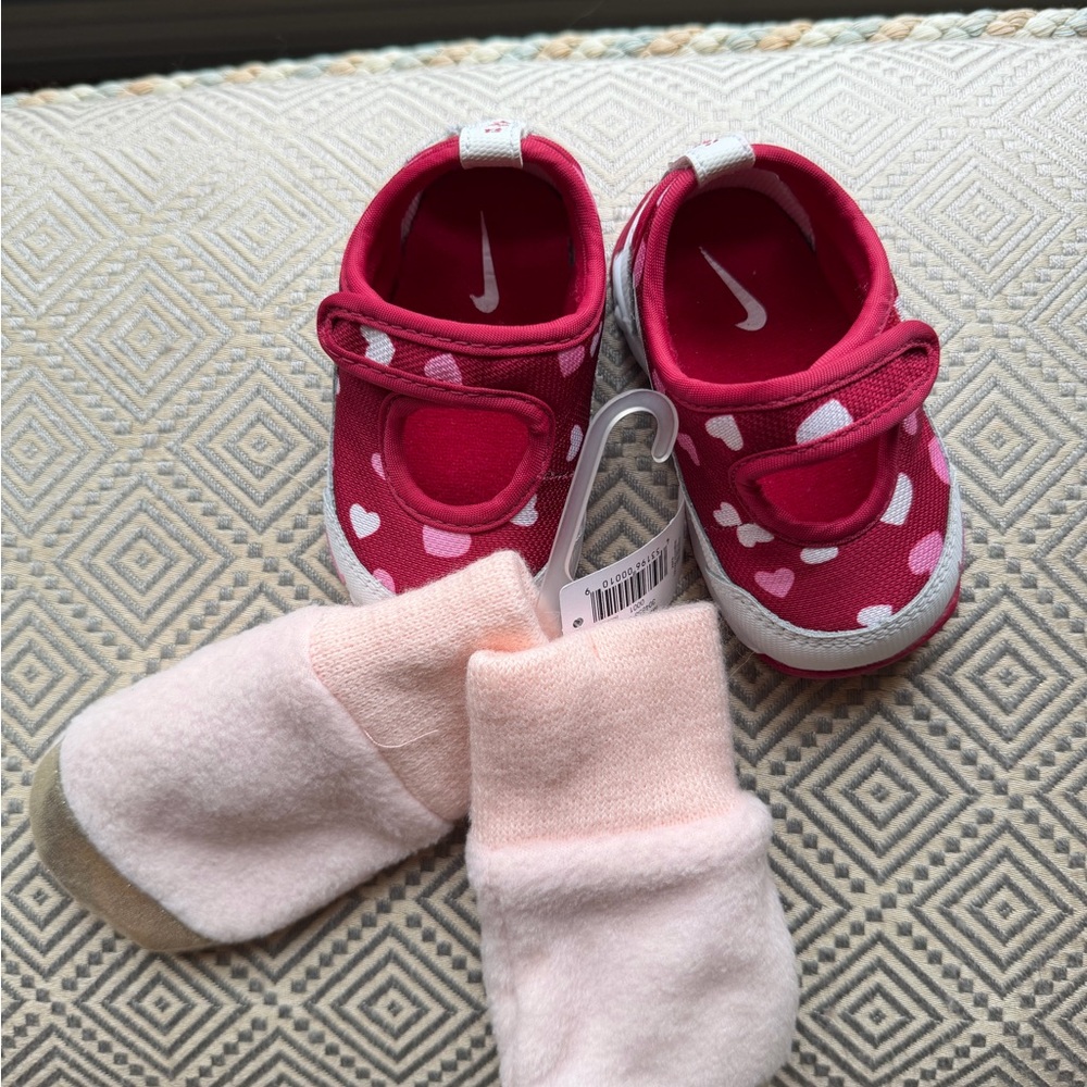 Nike Kids Red Heart Shoes and Pink Heart Gloves